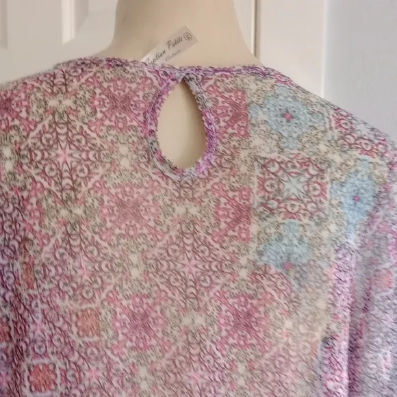 Perseption Pink and Blue Patterned Blouse - Picture 8 of 9
